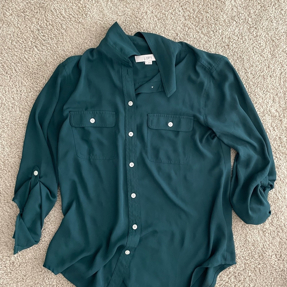 Loft Button Down, Emerald Green